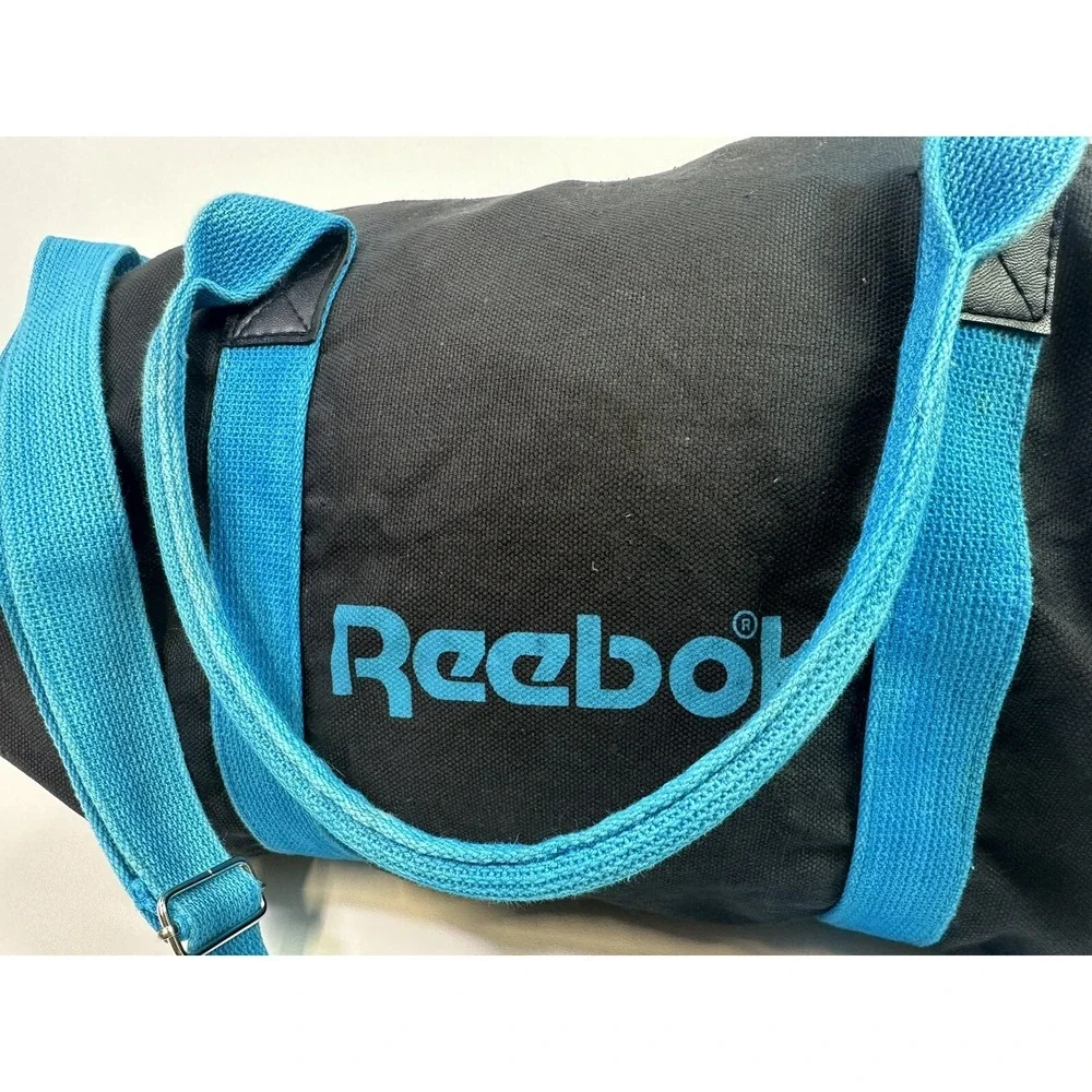 RARE‎ Y2K Reebok Black Cotton Denim Gym Duffle 90s Teal Blue READ DESCRIPTION